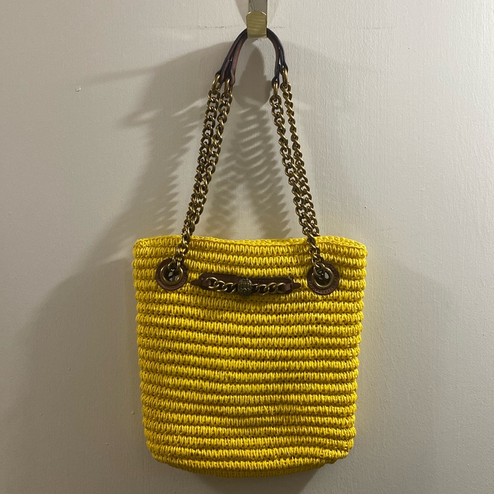 Kurt Geiger Bag. Small Chelsea Raffia Yellow